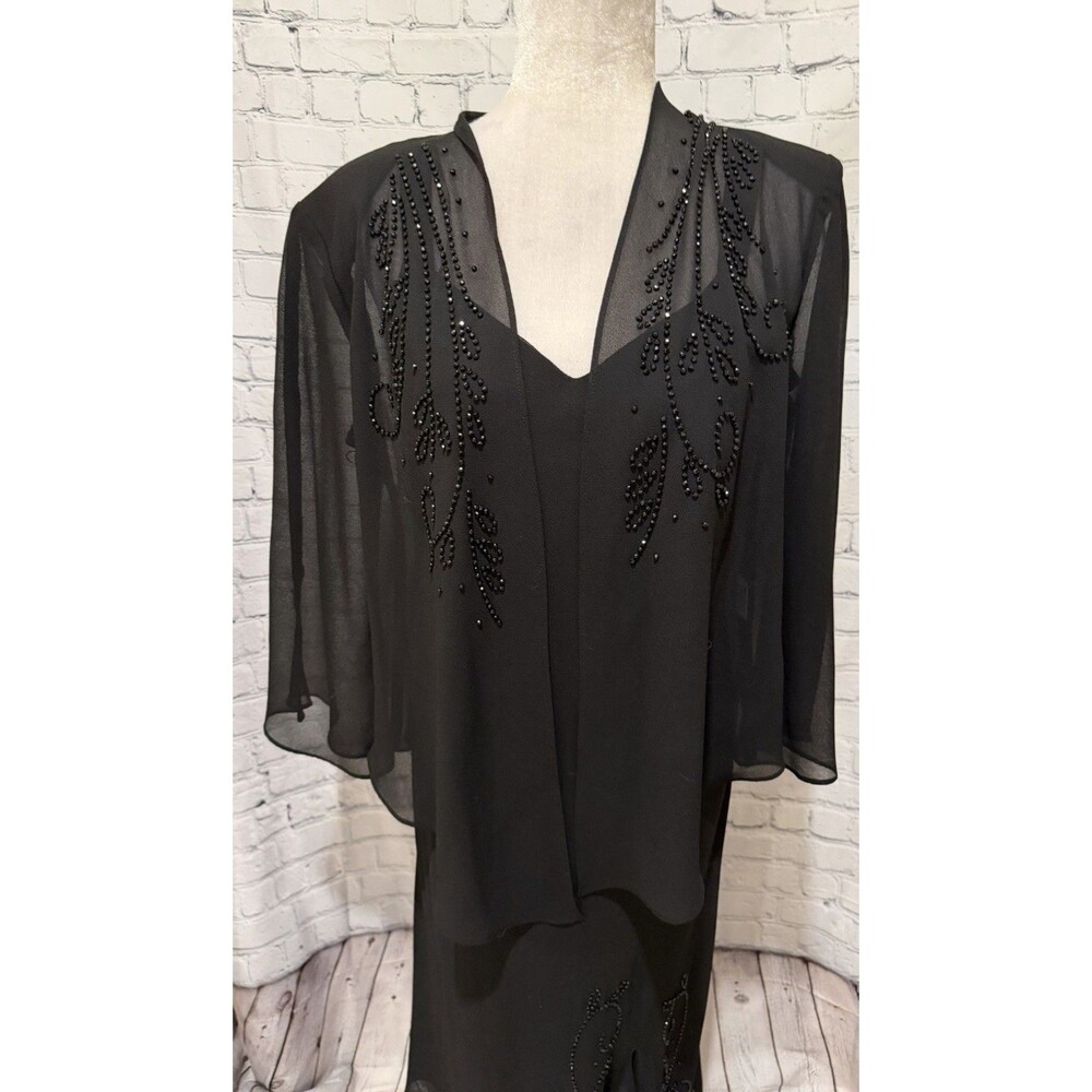 R & M Richards Women's Beaded V-Neck Two-Piece Dress 14 Petite - Picture 2 of 16